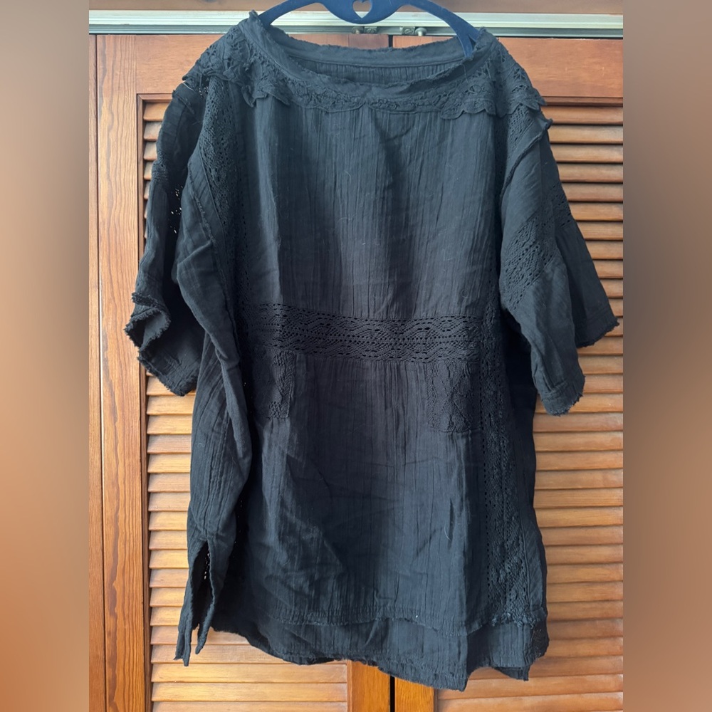 We The Free Black Lace Detail Top
